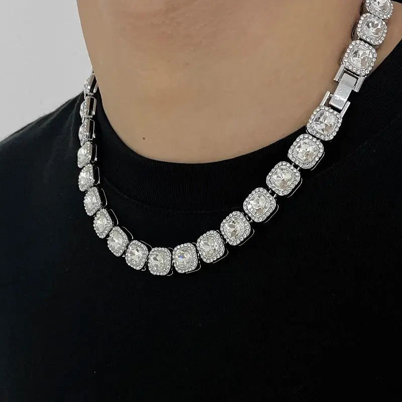 Clustered Tennis Necklace | Hand-Set AAAA CZ Stones, Rhodium Finish | Dainty & Stackable Chain for Women, Perfect Gift for Her Birthday, Anniversary, or Bridesmaid | 16"-24" Daily Wear #tiktokshopsummersale