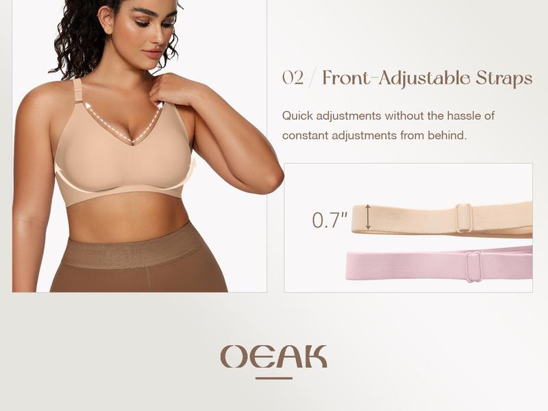 OEAK Seamless Women's Bra with Soft Support , Wireless and Full Coverage Available in Regular and Plus Sizes