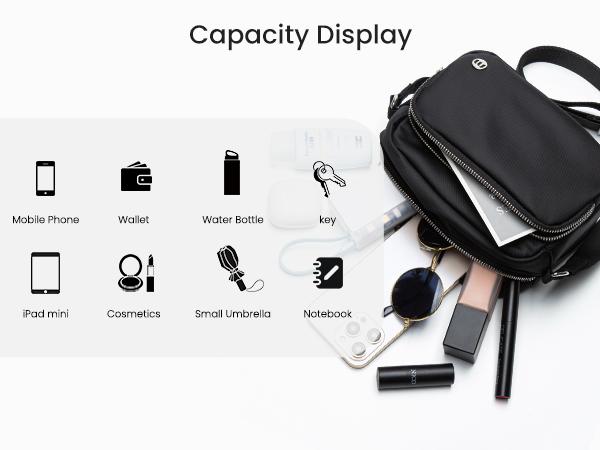 MEXS Small Crossbody Bag for Women, Mini Travel Casual Cross Body Purse, Waterproof/Extendable Shoulder Handbags Wallet 3.2L