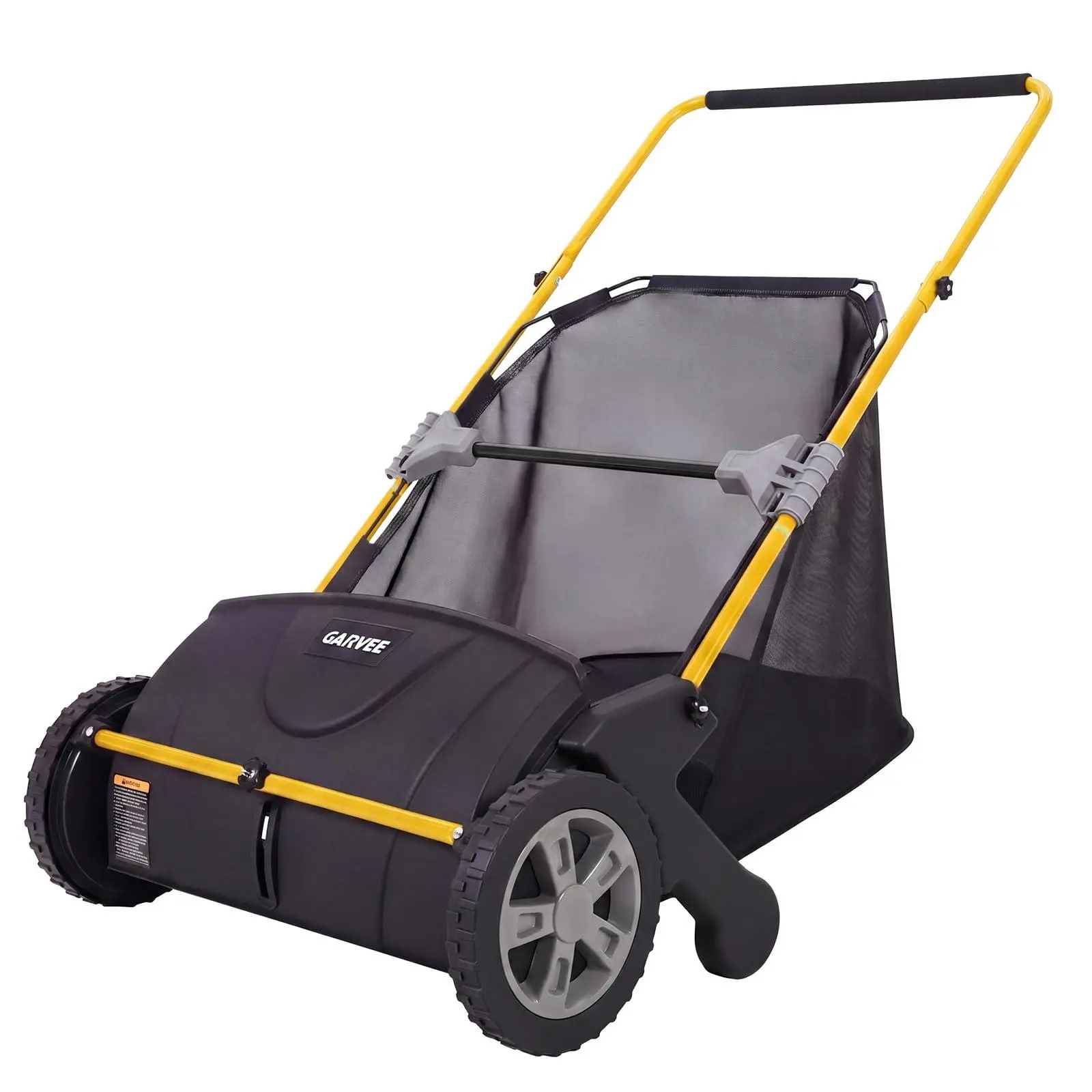 21-Inch Push Lawn Sweeper, Heavy Duty Manual Leaf & Grass Collector with 3.5 Cu. ft. Large Hopper Bag, Adjustable Height Spinning Brushes, Durable Rubber Wheels for Yard, Garden & Driveway,Yellow