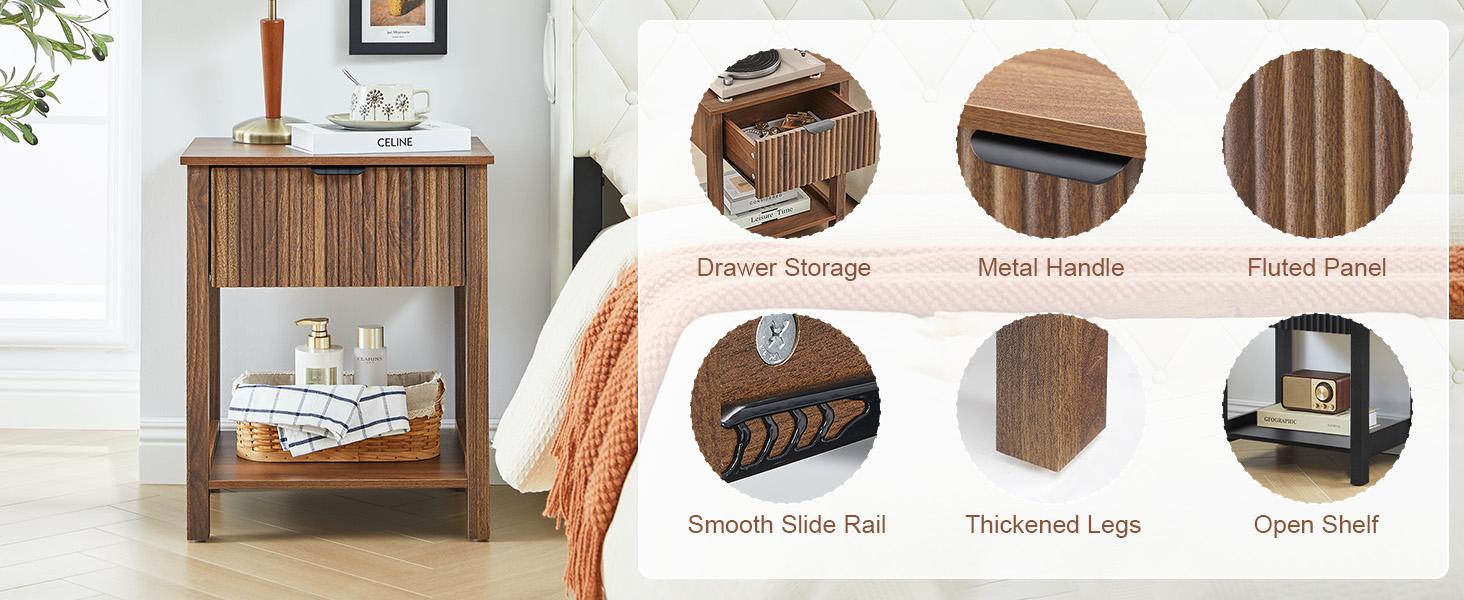 Giratree 2 Pcs Nightstand, Side Table with Drawer Modern End Table with Storage Accent Bedside Farmhouse Tables Accent Table for Living Room, Bedroom and Small Space