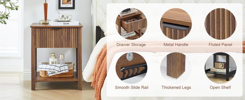 Giratree 2 Pcs Nightstand, Side Table with Drawer Modern End Table with Storage Accent Bedside Farmhouse Tables Accent Table for Living Room, Bedroom and Small Space