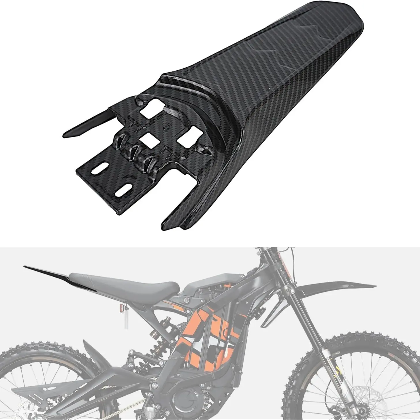Rear Fender Replacement for Surron Light Bee Imitation Carbon Fiber Lengthened Mudguard Mud Guard for Dirt Bike Sur Ron Light Bee X S Motorcycle Parts Motor Parts Accessories