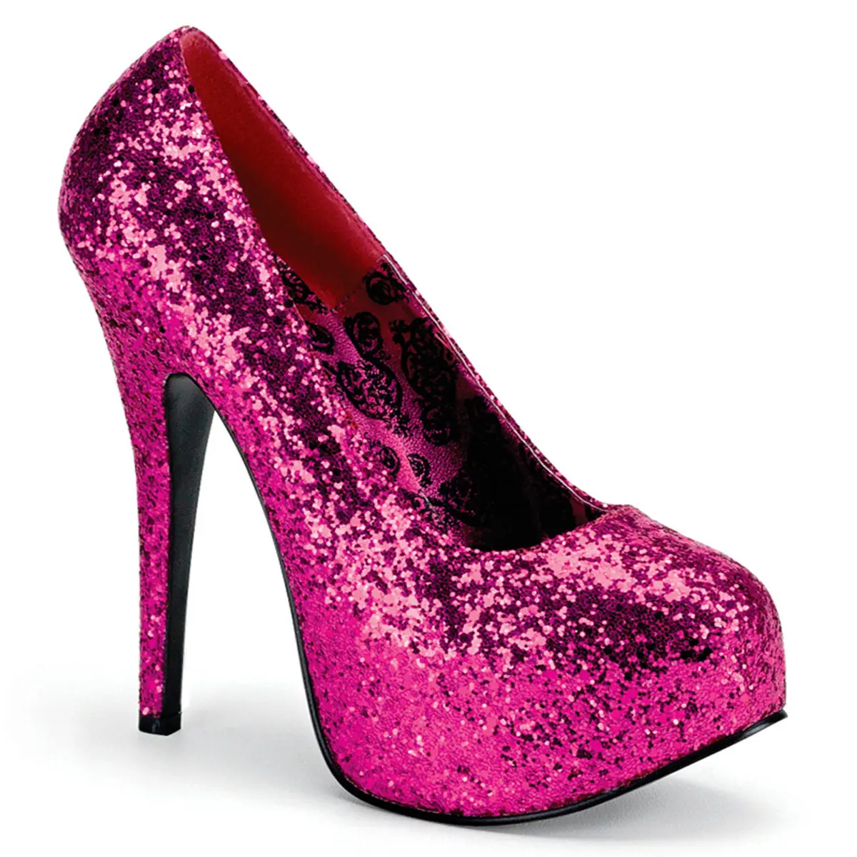 Women's Elegant Heeled Platform Pumps - Classy Glossy Pink High Heels with 1 3/4" Hidden Platform, 5 3/4" Heel Height, Wide Width Fashion Shoes to Elevate Your Confidence, Teeze-06GW, Footwear, Stylish, Soiree Wear, Chic, High Heel (5-8 Cm)
