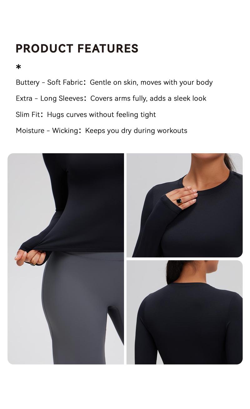 OQQ Women's 2 Piece Long Sleeve Crew Neck Tops Basic Minimalist Shirts Soft Stretchy Going Out Workout Fall Fashion 2025 Blouse