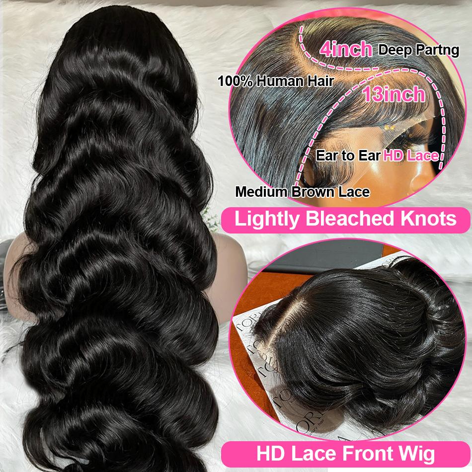 Bling Hair 180 Density Body Wave 13x6 Hd Lace Frontal Wig Human Hair 360 Brazilian Pre Plucked Lace Wigs For Women 13x4 Hd Lace Front Wigs