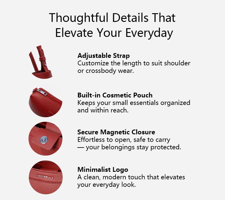 NewBella Kelly M Plus 2 PCS Set Lychee Top Handle Bag with Removable Shoulder Strap Purse Eco-Friendly PU Leather Spacious Interior Magnetic Closure & Inner Pockets Foldable Packaging DealsForYoudays,FallFreshness