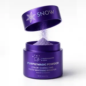 SNOW Purple Magic Powder Teeth Whitening Booster with Hydroxyapatite & Xylitol for Instant Radiant Smile Daily Oral Care Whitening Gift