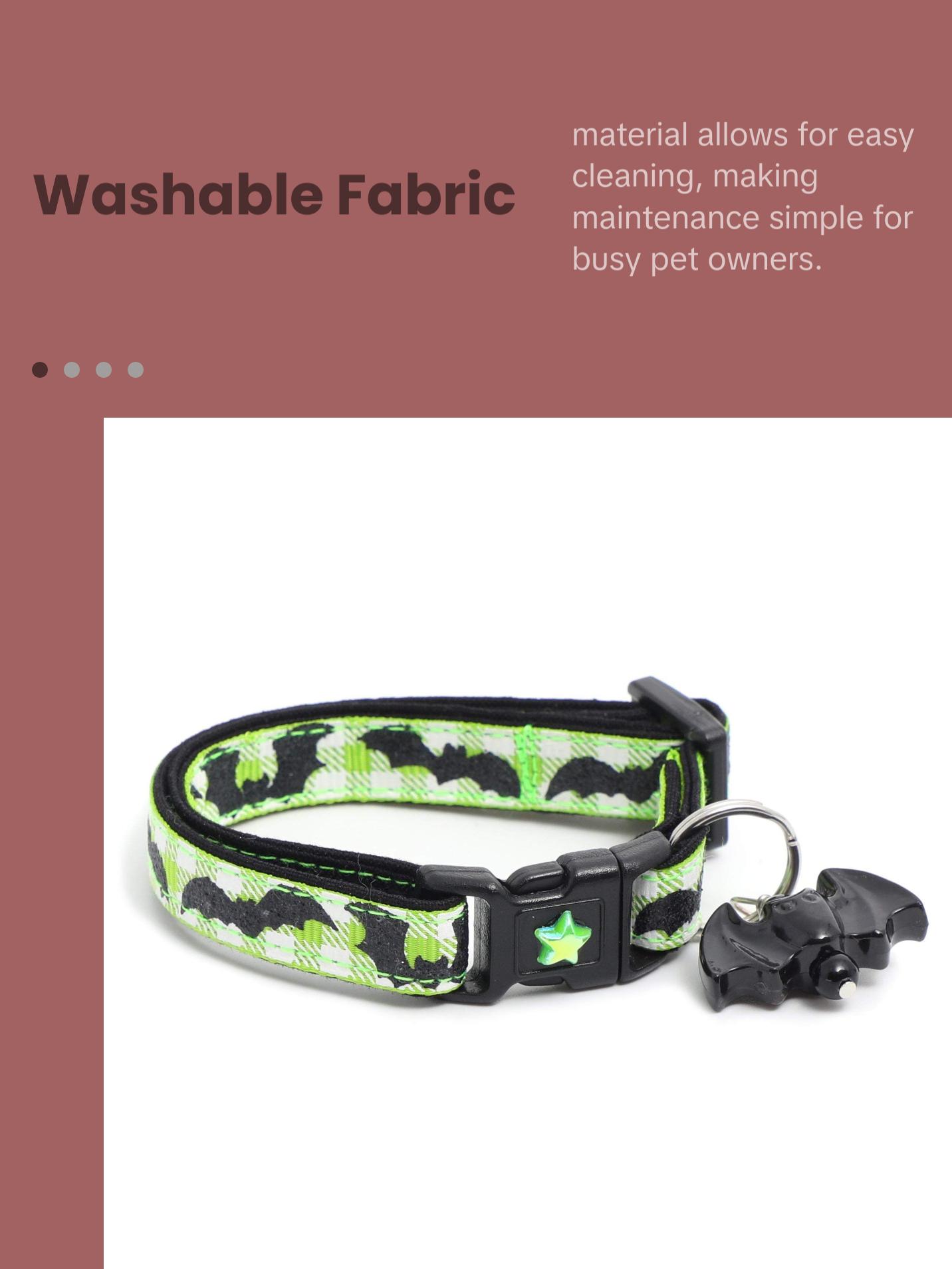 Halloween Breakaway Safety Cat Collar Glitter Bats on Plaid with Matching Jingle Bell & Charm by Pugs2Persians