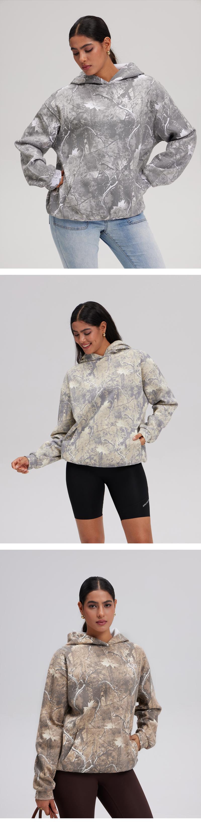 OQQ Womenswear Camo Printed Hoodies Oversized Sweatshirt Long Sleeve Casual Top Fall Trendy Pullover Hoodie with Pocket