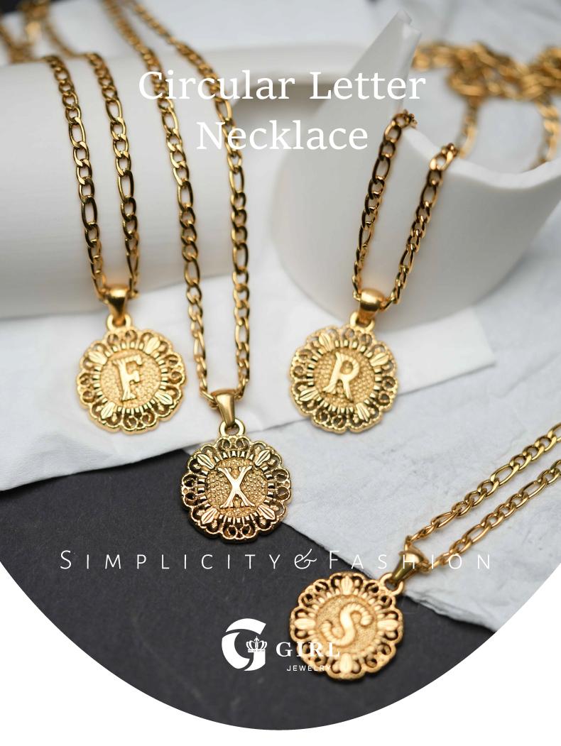 GGIRL Initial Pendant Necklace 26-letter during necklace 18K Gold Plated female clavile neck chain male accessories Fashion Jewelry Gift for Holiday Haul Christmas Birthdays Anniversaries
