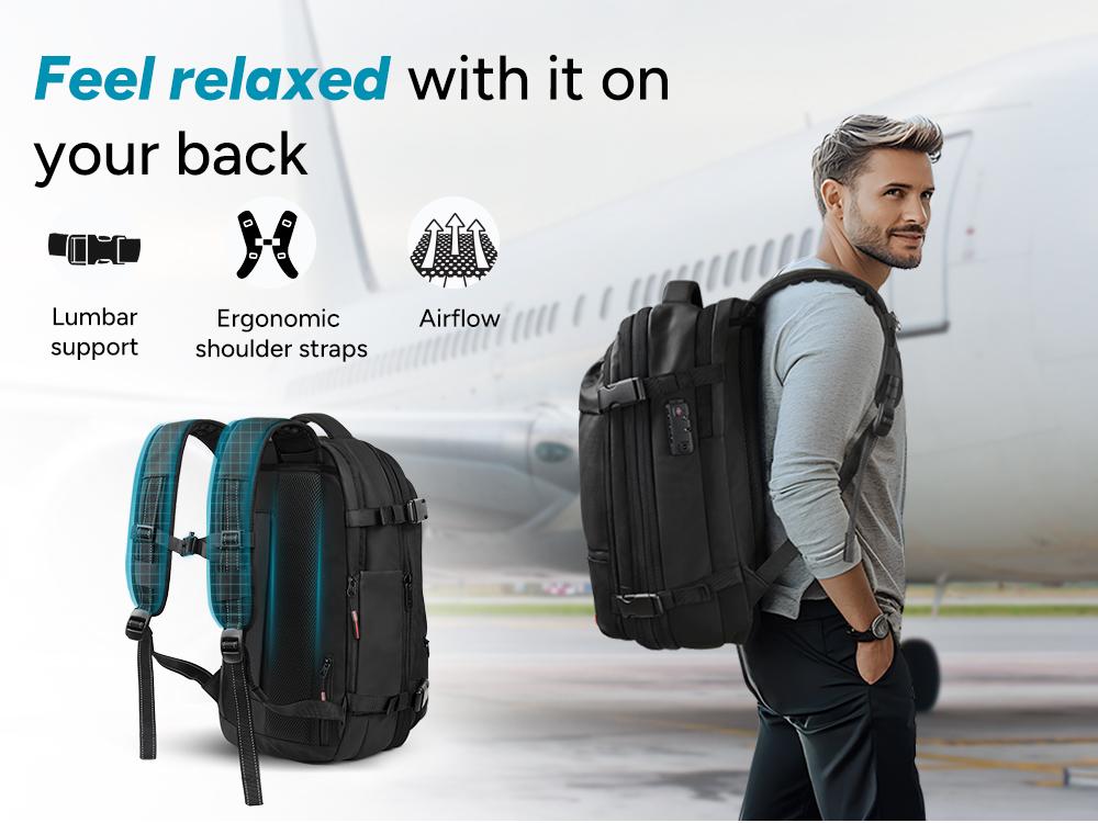 Travel Inspira 55L Expandable Vacuum Compression Backpack, Carry-on Flight Approved Travel Backpack with Electric Pump, Anti-theft Vacuum Seal Backpack, Airline Personal Item Bag, Durable Outdoor Hiking Rucksack for Men Women, Travel Essentials