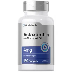 Horbäach Astaxanthin 4mg | 150 Softgels | Supplement from Microalgae | with Coconut Oil | Non-GMO, Gluten, Soy Free