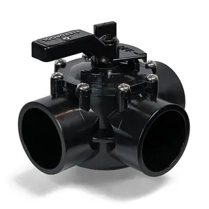3 Way POSI-Close Diverter Valve CPVC Construction Lubeless PTFE Seats True Flow Control for Pool Plumbing 1.5" or 2" Sizing