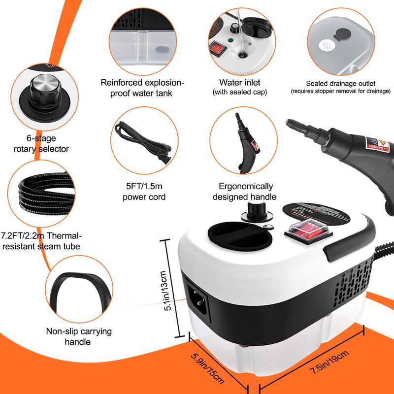 2500W Handheld Steam Cleaner High-Temperature & High-Pressure Portable Car Steamer with 23 Accessories for Kitchen Grease Car Detailing & Bathroom Cleaning TikTokShop