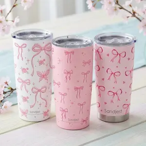 SANDJEST 20oz Stainless Steel Coffee Tumbler with Lid, Insulated Vacuum Flask Travel Mug, Aesthetic Gift for Friends Women Girls Teens Mother's Day