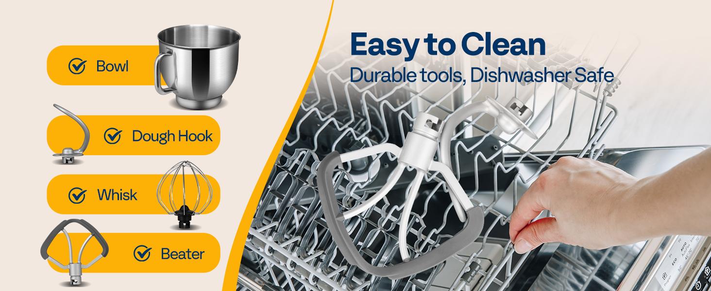 VIVOHOME Multifunctional Stand Mixer, Kitchen Electric Blender, Household Food Mixer for Baking, Bread, and Cakes, with Dough Hook, Beater, Whisk, and Splash Guard