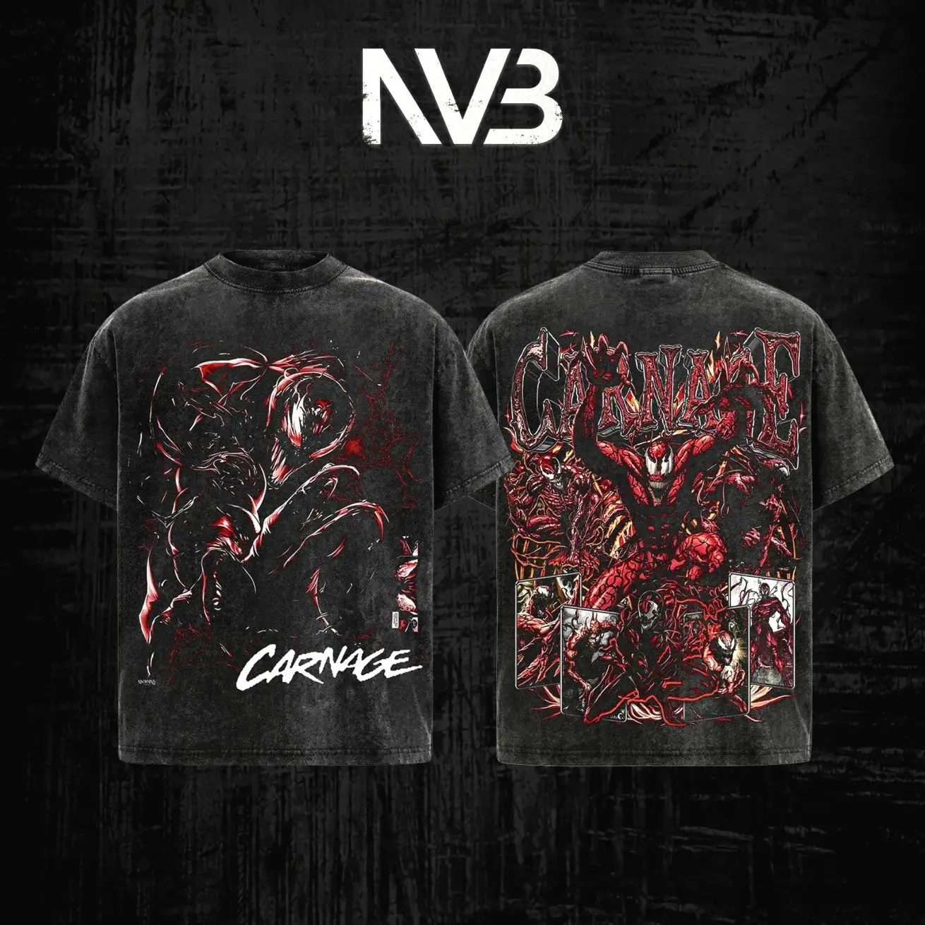 Carnage Premium Acid Washed T-Shirt V6, Red Symbiote Vintage Graphic Tee For Carnage Fans, Carnage Army Washed Streetwear Shirt, Image Comics Collector Fan T-Shirt, Dark Superhero Unisex Gift Graphic Tee, Gifts for him. QOM