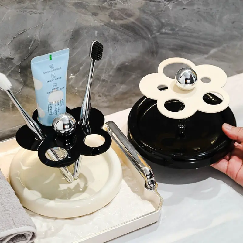 Light luxury ceramic toothbrush holder, bathroom washbasin, electric toothbrush, toothpaste shelf