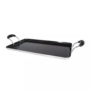 IMUSA 17"x10"Ceramic Double Burner Griddle Black: Stovetop Griddle, Aluminum, Hand Wash, Electric & Gas Compatible