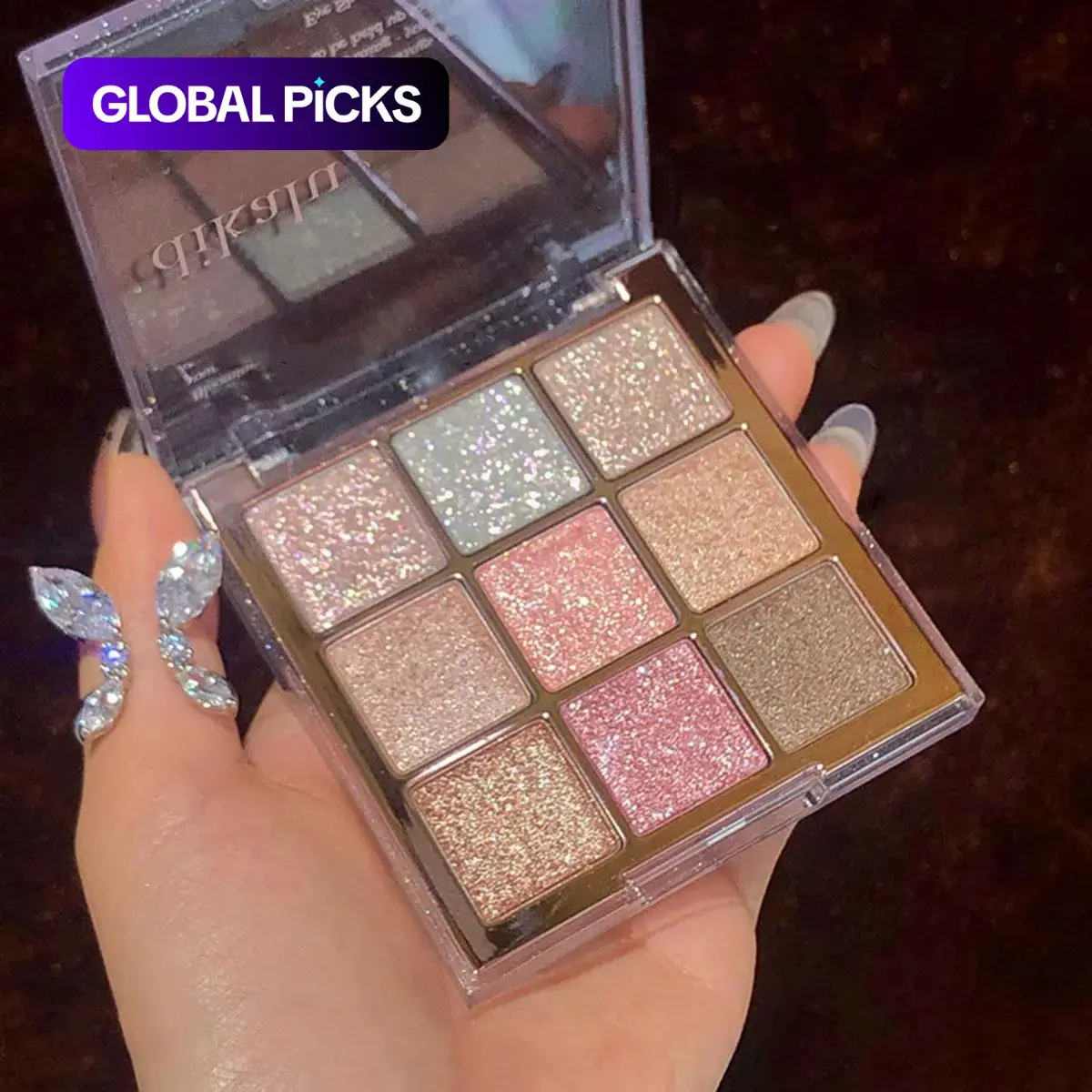 Glitter Eyeshadow Palette, Shimmering High Pigmented Glittering Blendable Eyeshadow Powder, Long Lasting Shimmer Eye Makeup Product, Summer Makeup