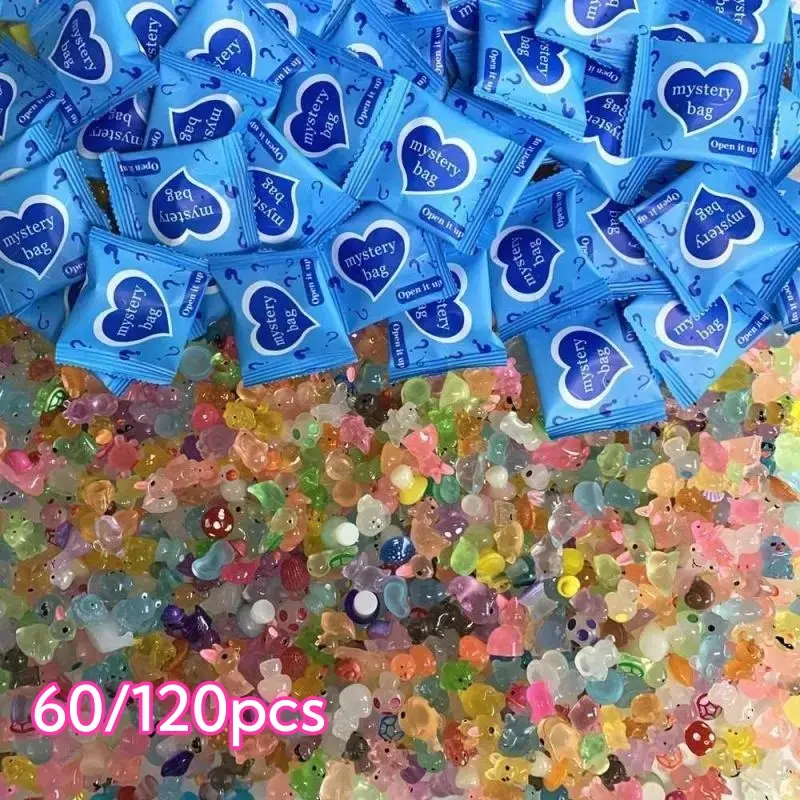 120pc Mini Glow In Dark Animal Resin Figurines Set - 60-120 Pack Resin Figure, DIY Craft Fun, Party Gift Set, Collectible Home Decor, Cute Desktop Ornament for Collectors, Cute Desktop Decoration