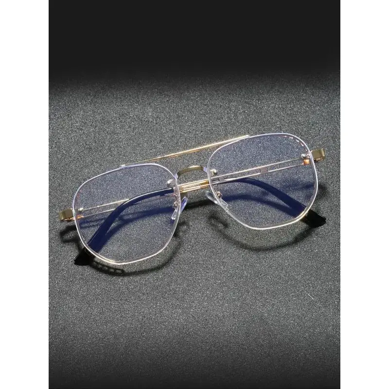 Classic Square Frame Eyeglasses for Men, Stylish 2-Tone Metal with a Tortoiseshell Accent, Non-Prescription Fashion Frames for Office, Square Frames Eyeglasses homedecor