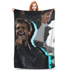 Luis Miguel Minimalist Blanket Contemporary Polyester All Seasons Digital Print Mixed Color  for Afternoon Nap Office Breaks Casual Travel Simple Home Lifestyle