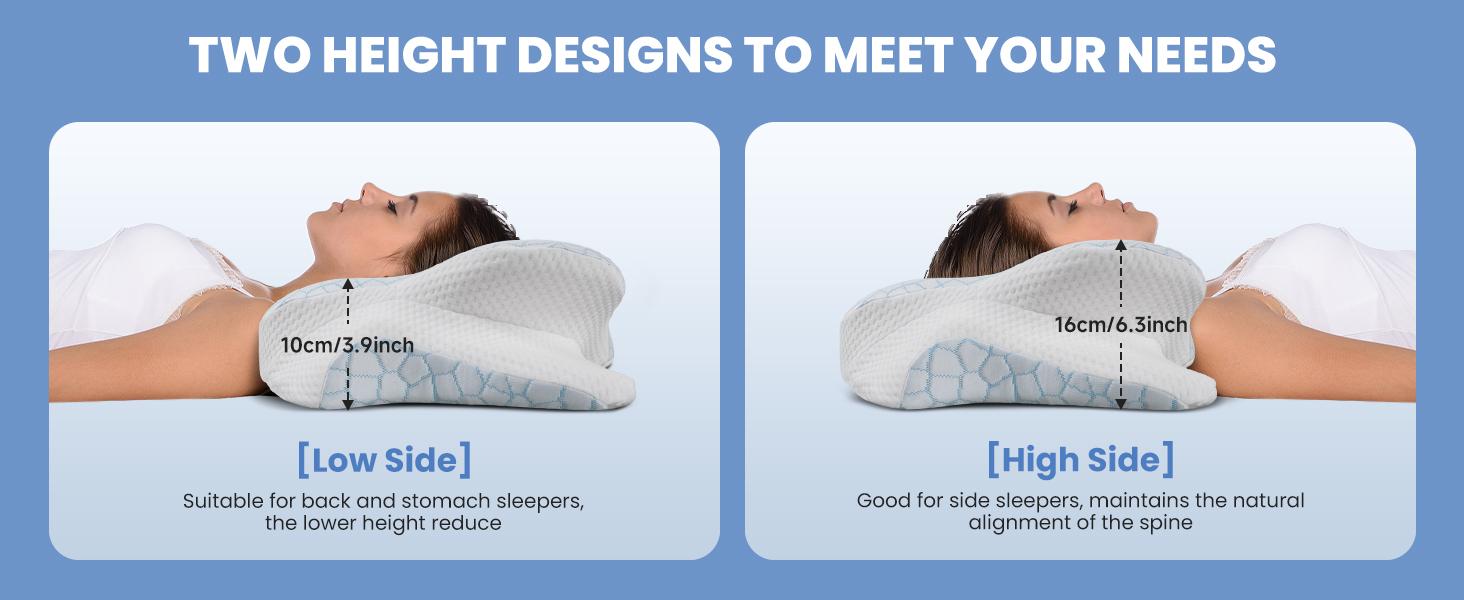 Benazcap Cervical Neck Pillow for Neck and Shoulder Odorless Memory Foam with Soft Silk Cover Ergonomic Orthopedic Support for Side Back & Stomach Sleepers White