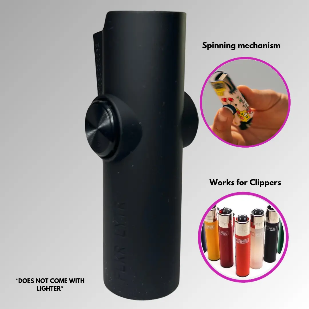 FLKR CLPR Plastic Fidget Spinner Lighter Case Accessory for Clipper Lighters - Black Matte, Portable, Durable, High-Quality Polypropylene Body, Home Supplies Accessory, Accessories