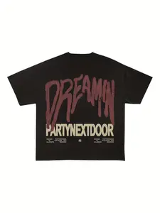 Men's PartyNextDoor Vintage Concert T-Shirt - Heavyweight PND & Dreamin Lettering Print, Round Neck Casual Streetwear Tee Suitable for Concerts and Daily Wear - Iconic Artist Merchandise