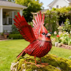 Metal Cardinal for Outdoor Statues: Large Red Bird Yard Art for Lawn Patio Garden Decor - Gifts for Mom Grandma Women