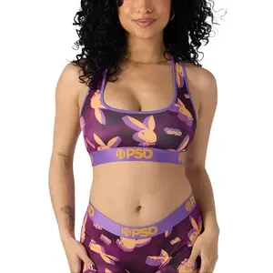 PSD Womens Playboy - 3D Tumble Racerback Sports Bra - Comfortable, Breathable, Ultra-light Fabric