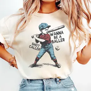 Wanna Be A Baller Shot Caller Shirt, Retro Sports Graphic Tee, Funny Ballpark Shirt, Game Day Outfit, Baseball Lover Gift, Trendy Mama Sweatshirt