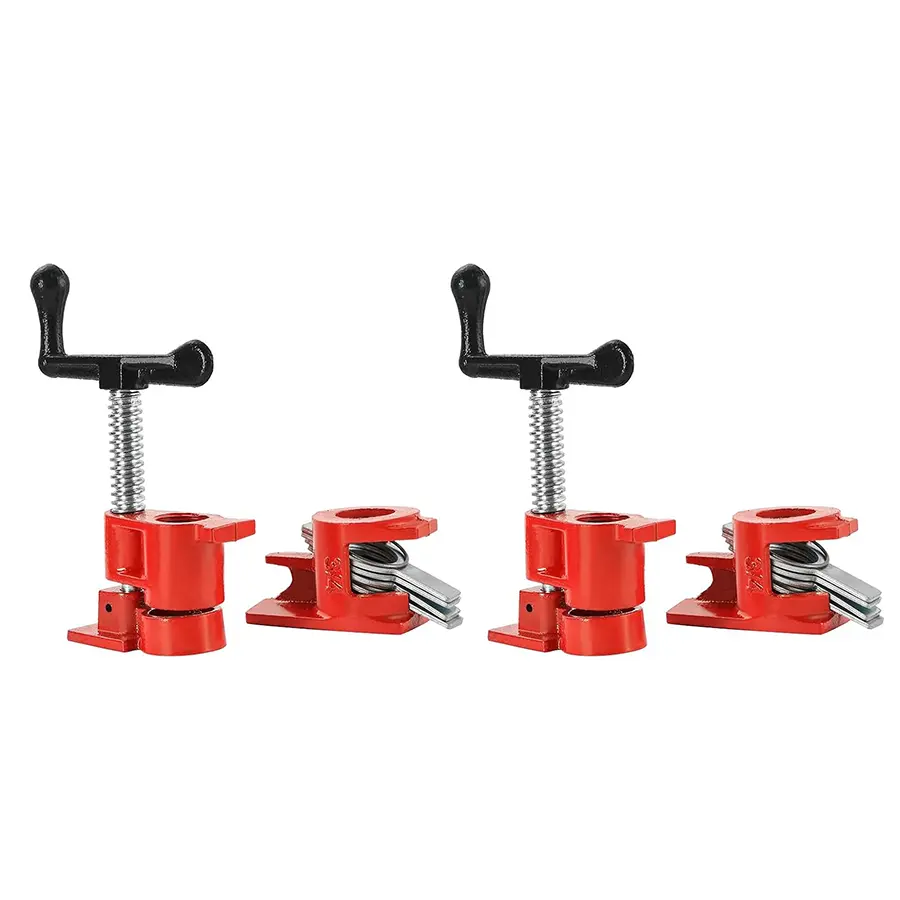 GJANSH 2 Pack 3/4 Inch Pipe Clamps for Woodworking, 2 Pack Heavy Duty Cast Iron Pipe Clamps Fixture for Wood Gluing, Adjustable Jaw Clamp Tools for Carpenter and DIY Projects