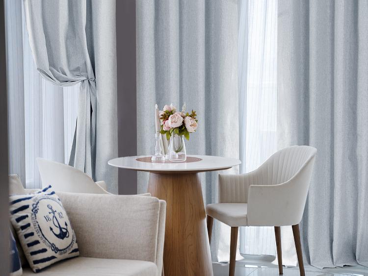 Deconovo Blackout(100%) Curtains 2 Panels,Faux Linen Grommet Total Blackout Curtain, Thermal Insulated Room Darkening Drapes for Living Room