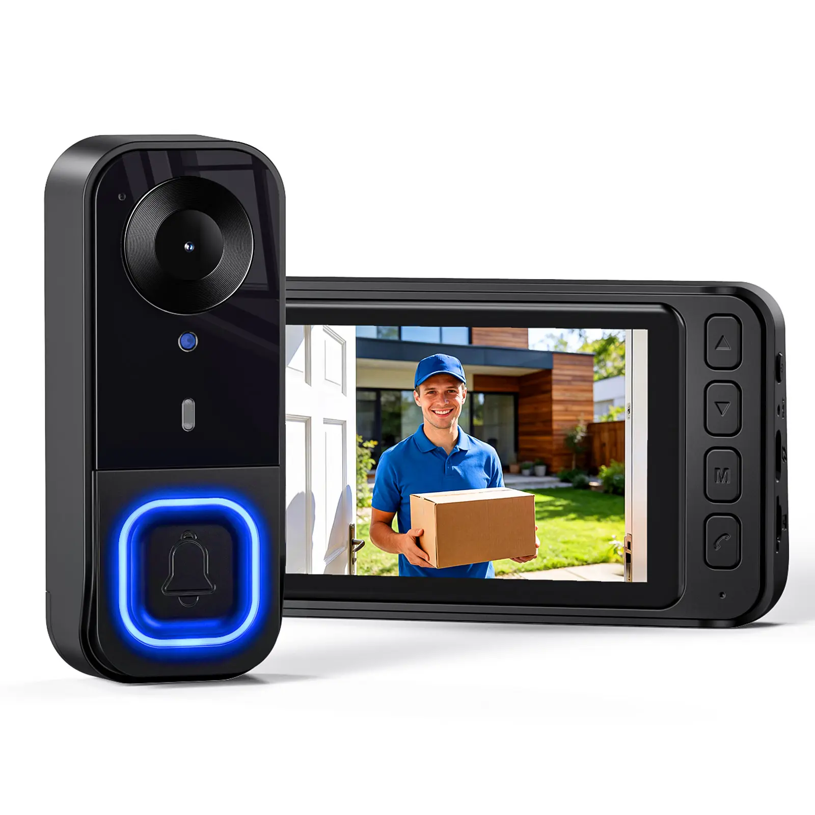 1080P Doorbell Camera Wireless |  No Subscription No App No Wifi Nedded  | Waterproof Door Bell Camera with Monitor Screen Free Storage  | Video Intercom Two-Way Audio, 170° View Angle | Night Vision,back to school,back to school haul