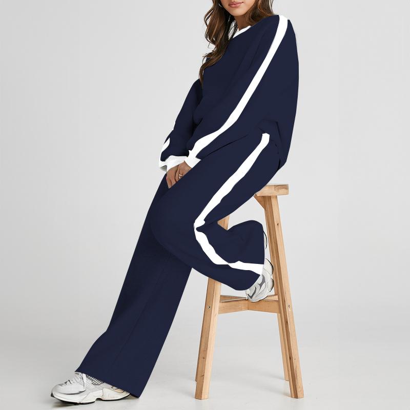 USBOUTIQUE CHIC Women's 2 Piece Outfit Fleece Sweatsuit Casual Lounge Matching Sets Crewneck Loose Fit Cozy Sweatshirt & Straight Leg Sweatpants Womenswear TikTokShopfalldealsforyou