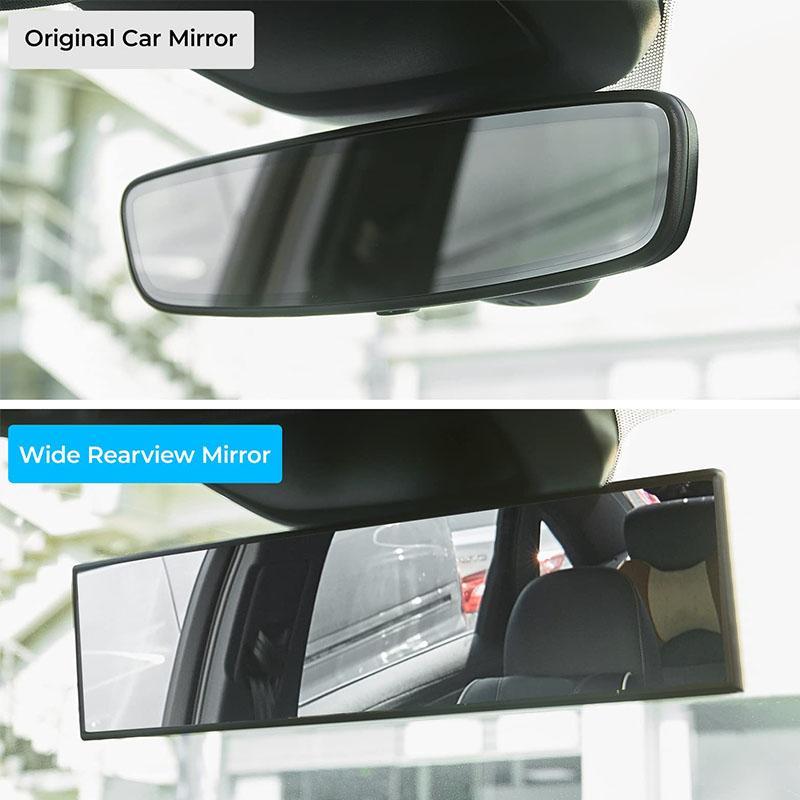 L- Inch Panoramic Convex real view Mirror, Interior Clip-on Wide Angle to Reduce Blind Spot Effectively for Car SUV Trucks Clear Visibility Safety Install Rearview High Definition