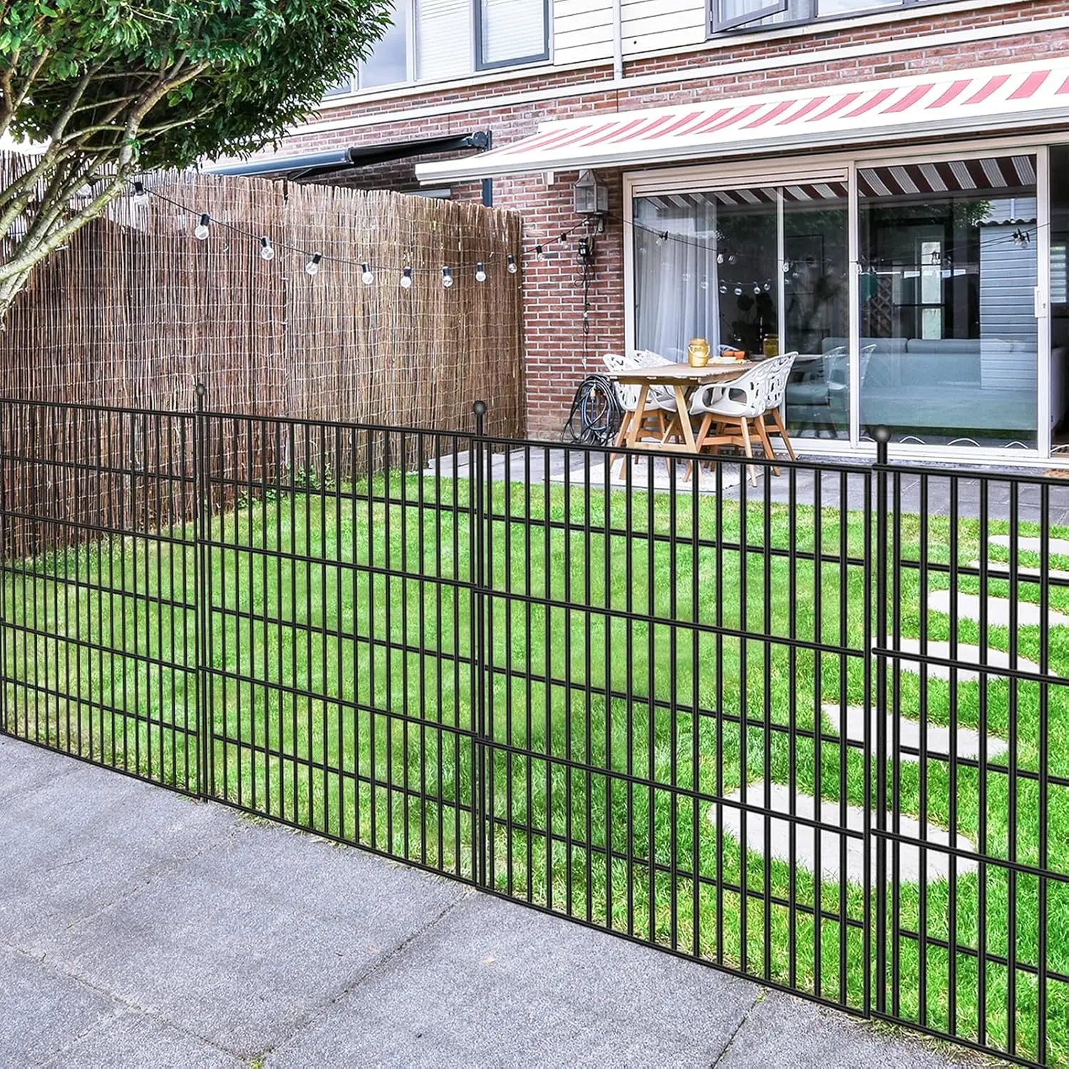 10 Panel No Dig Garden Fence, 32in x 25ft Rustproof Dog & Rabbit Barrier