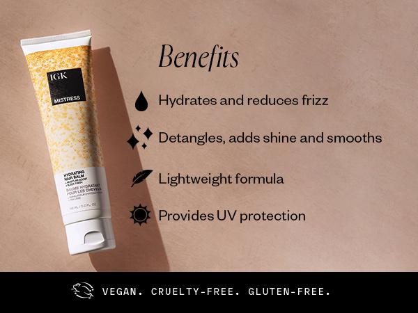 IGK MISTRESS Hydrating Hair Balm | Lightweight + Frizz Control + Shine | Reduces Frizz + Hydrates + Detangles | Vegan + Cruelty Free | 145ml | 5 oz