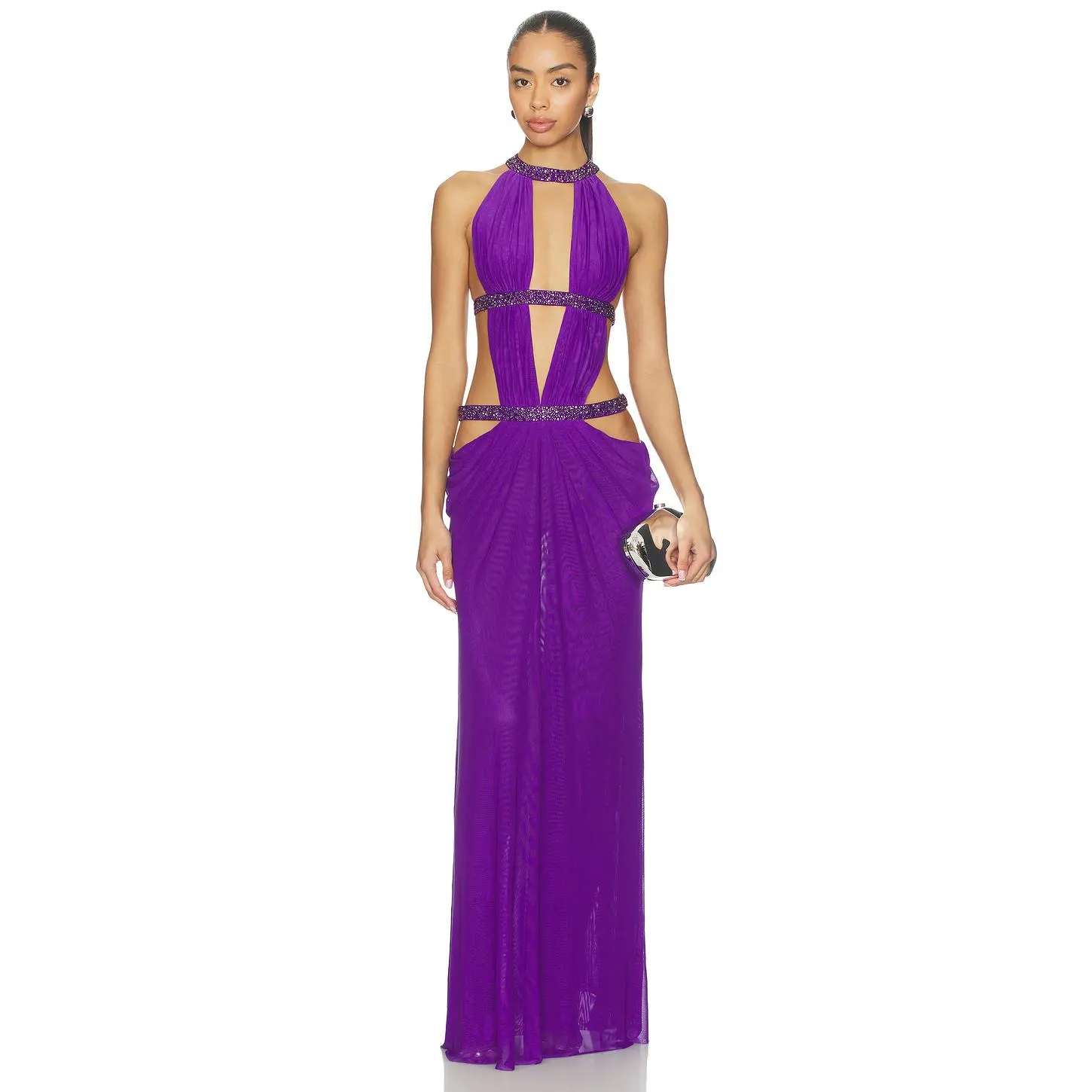 Jaded London Cut Out Maxi Dress in Purple