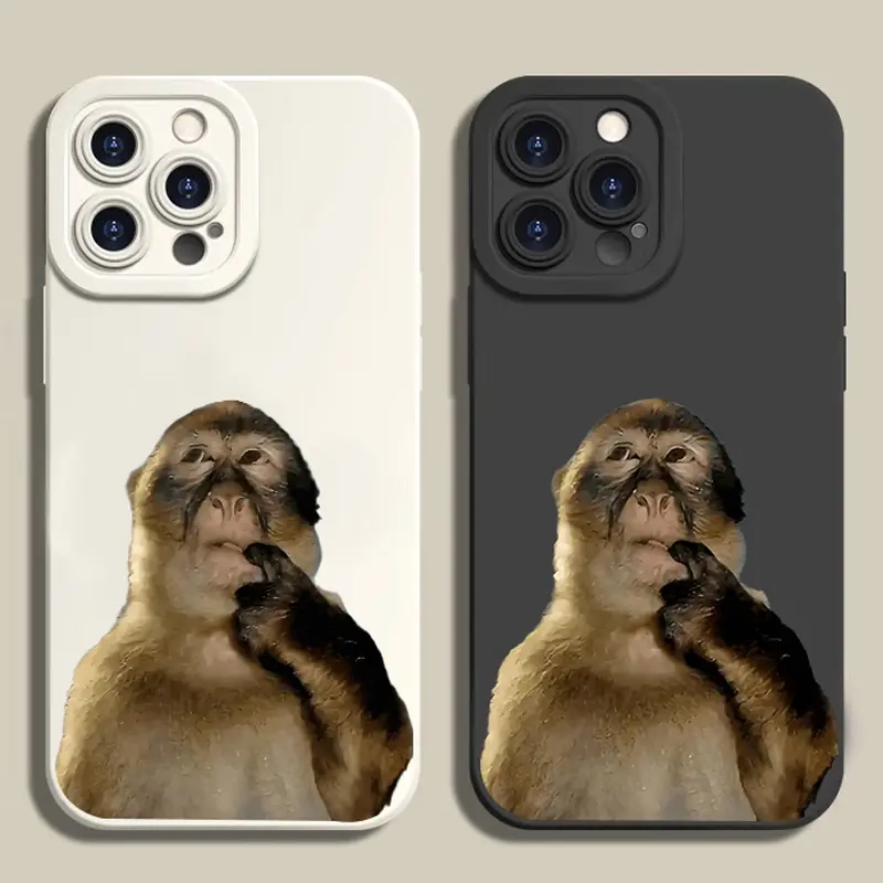 Funny Cute Monkey Graphic Soft TPU iPhone Case, Shockproof Anti-Drop Protective Cover with Protection, iOS Shockproof Cellphone Accessory for iPhone 13,14,15,16,17 Pro Max Series Accessories, Iphone Series