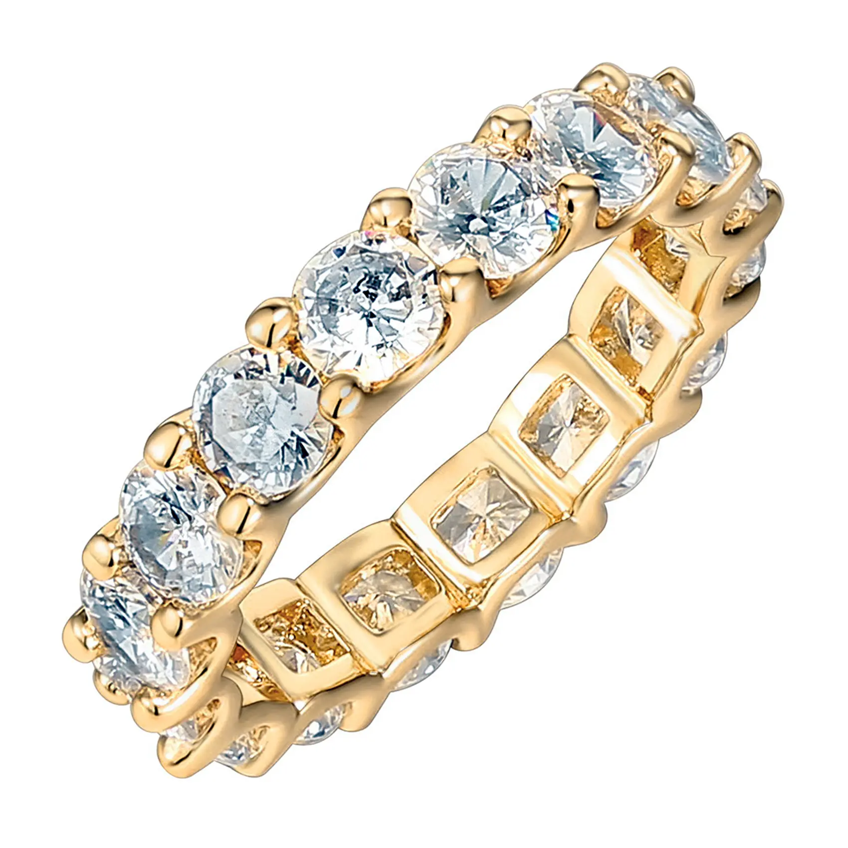 PAVOI 14K Gold Plated Cubic Zirconia Love Rings - 4mm Stackable for Women