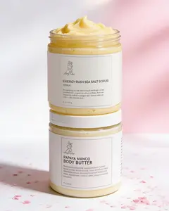Energy Rush Citrus Sea Salt Scrub + Papaya Mango Body Butter Gift Set Bundle l 8 oz ea