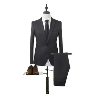 Spring and Autumn Men's Fashion Trend Business Suit Formal Korean Style Casual Slim Fit Suit Two-Piece Set