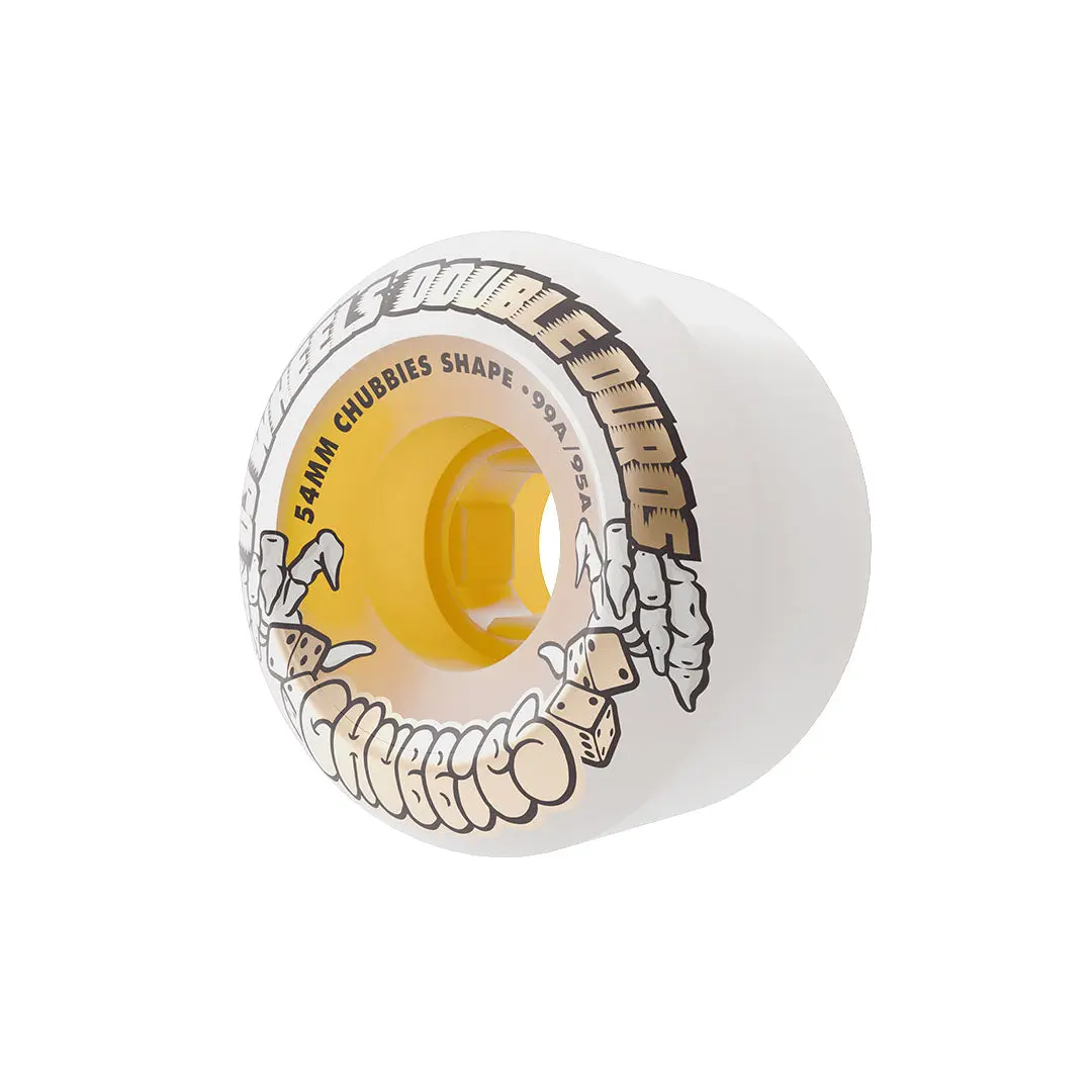 Chubbies OJ Double Duro Skateboard Wheels 54mm 99a/95a, White Gum Urethane for Rugged Terrain with a Wide Surface for Easy Curbs, Absorbs Rugged Terrain, Skateboard Parts, Easy Getting On-And-Off, Drifting Wheel Skateboard Parts