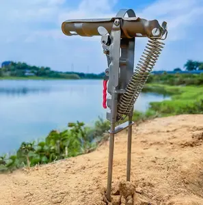 Automatic Spring Fishing Rod Holder, Stainless Steel Adjustable Trigger Fish Pole Stand, Auto Lift Up Fishing Rod Bracket for Bank Shore Surf Fishing