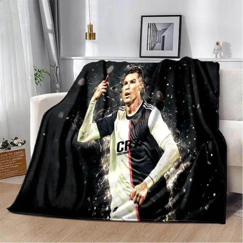Soft Funny Throw Blanket with Cr7 Print Football Star Cristiano Ronaldo Flannel Blanket for Living Room Bedroom Bed Sofa Picnic C-Ristiano Ronaldo Blankets