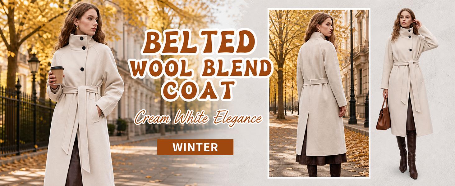 SCUSTY Women's Stand Up Collar Double-Sided Woolen Long Coat For Lazy Style Woolen Coat Long Coat with Wool and High Neck
